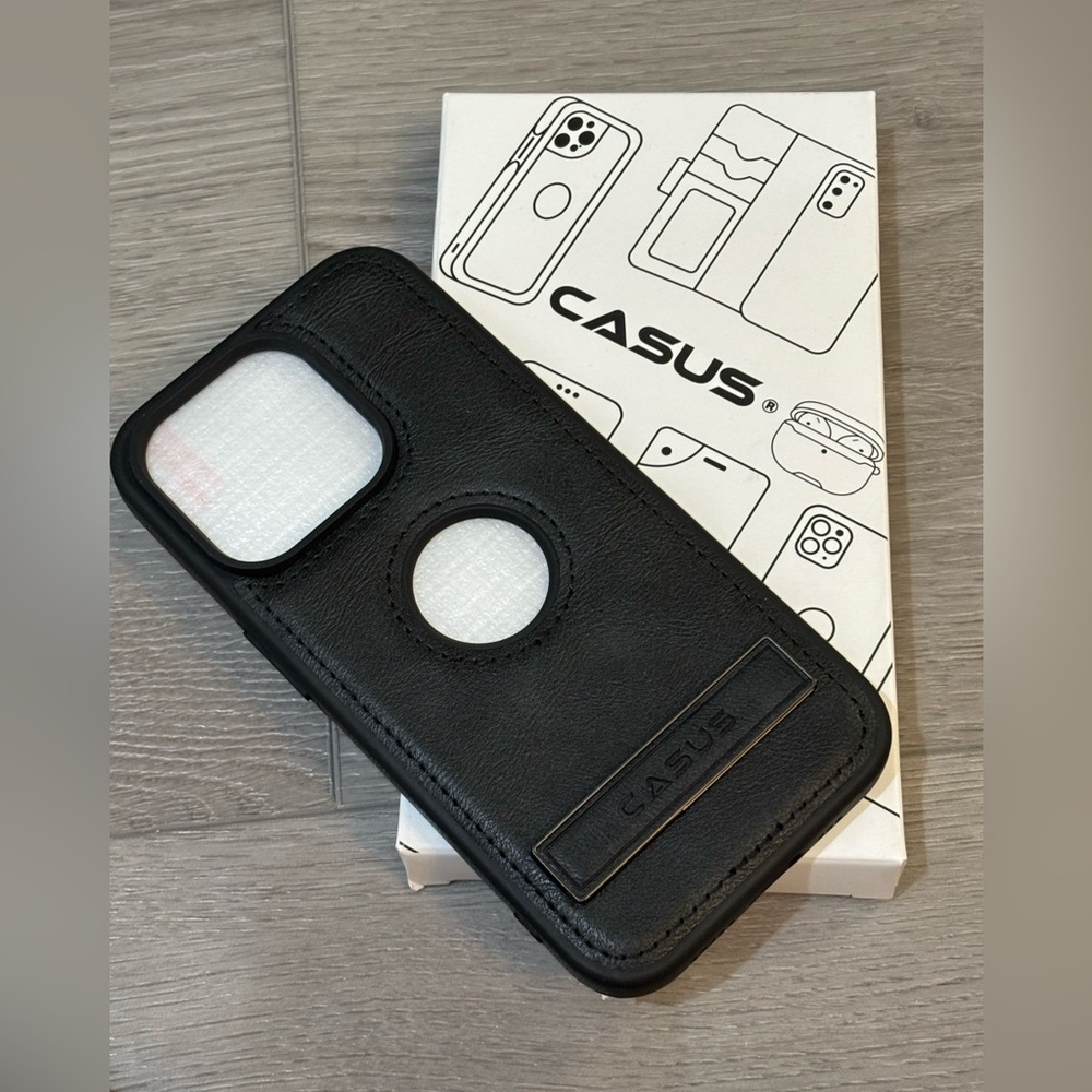 CASUS iPhone 15P Logo View Case Leather Slim Luxury Classic Cover - Picture 8 of 8